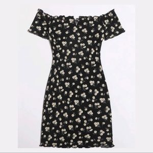 SHEIN off shoulder Lettuce trim ditsy floral dress